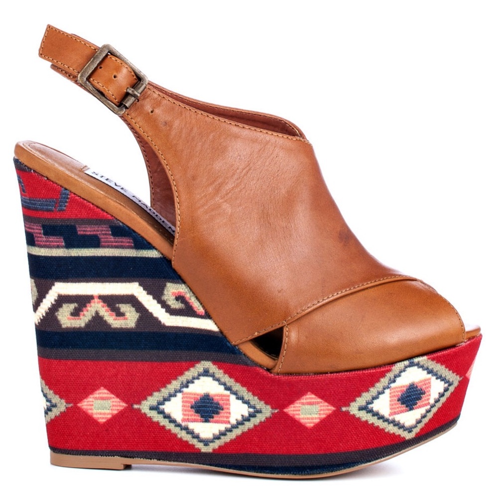 STEVE MADDEN brown colorful wedges w/ankle strap