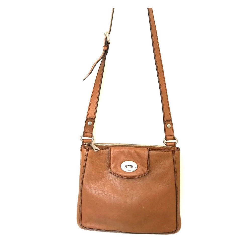 FOSSIL brown leather crossbody bag
