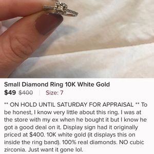 Small Diamond Ring 10K White Gold