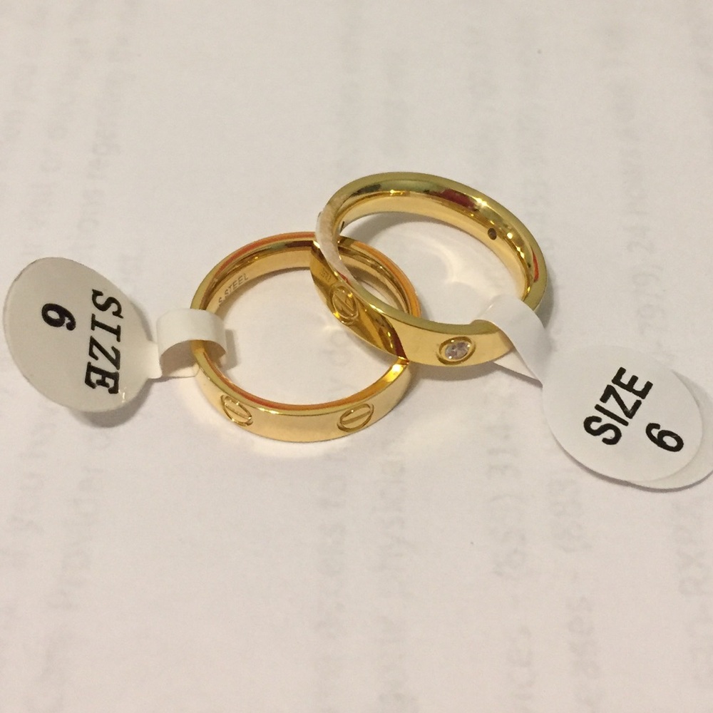 Stainless Steel Size 8 gold love rings