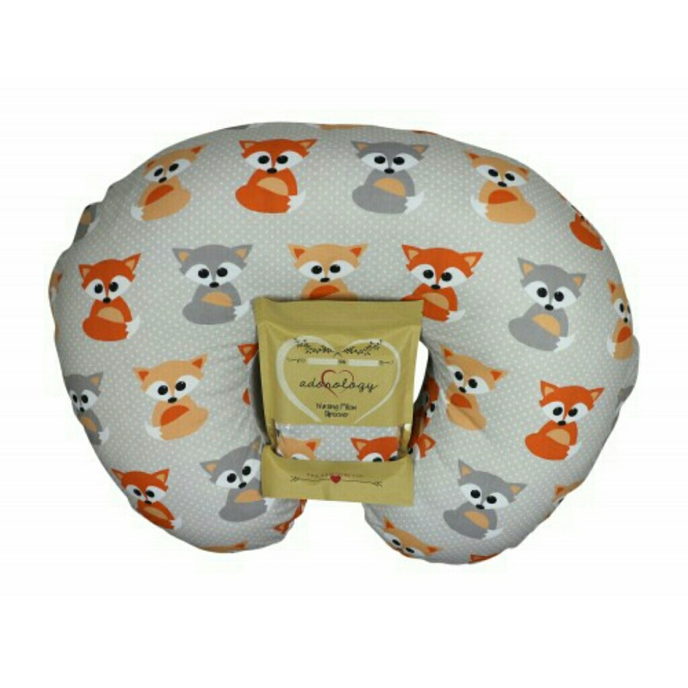 Nursing Pillow Slipcover Baby Gray Foxes Design