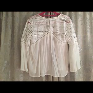 Front lace, open back, bell sleeve blouse