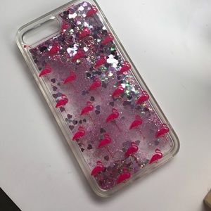 PINK FLAMINGO GLITTER IPHONE 7 PLUS CASE