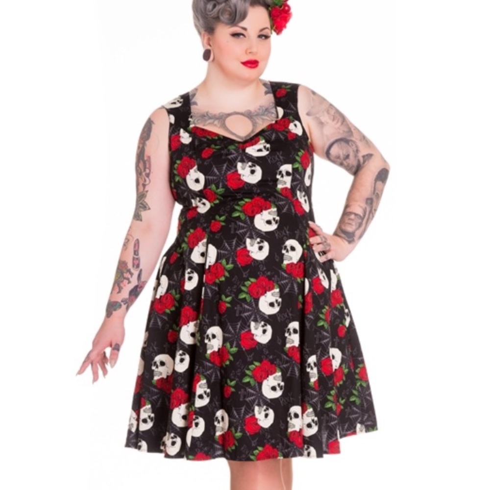 Skull rose and spider web dress