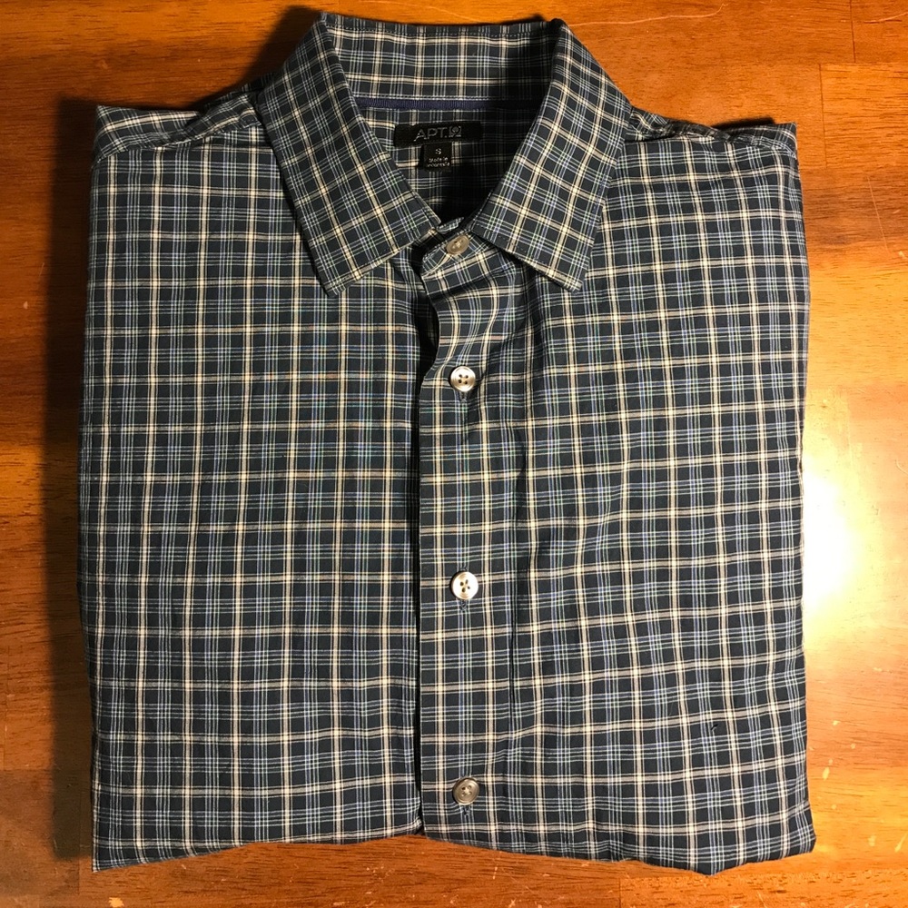 APT. 9 Blue Plaid Dress Shirt Small