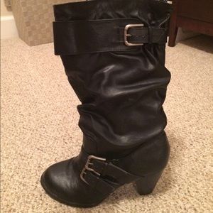 TARGET buckle black heeled boots