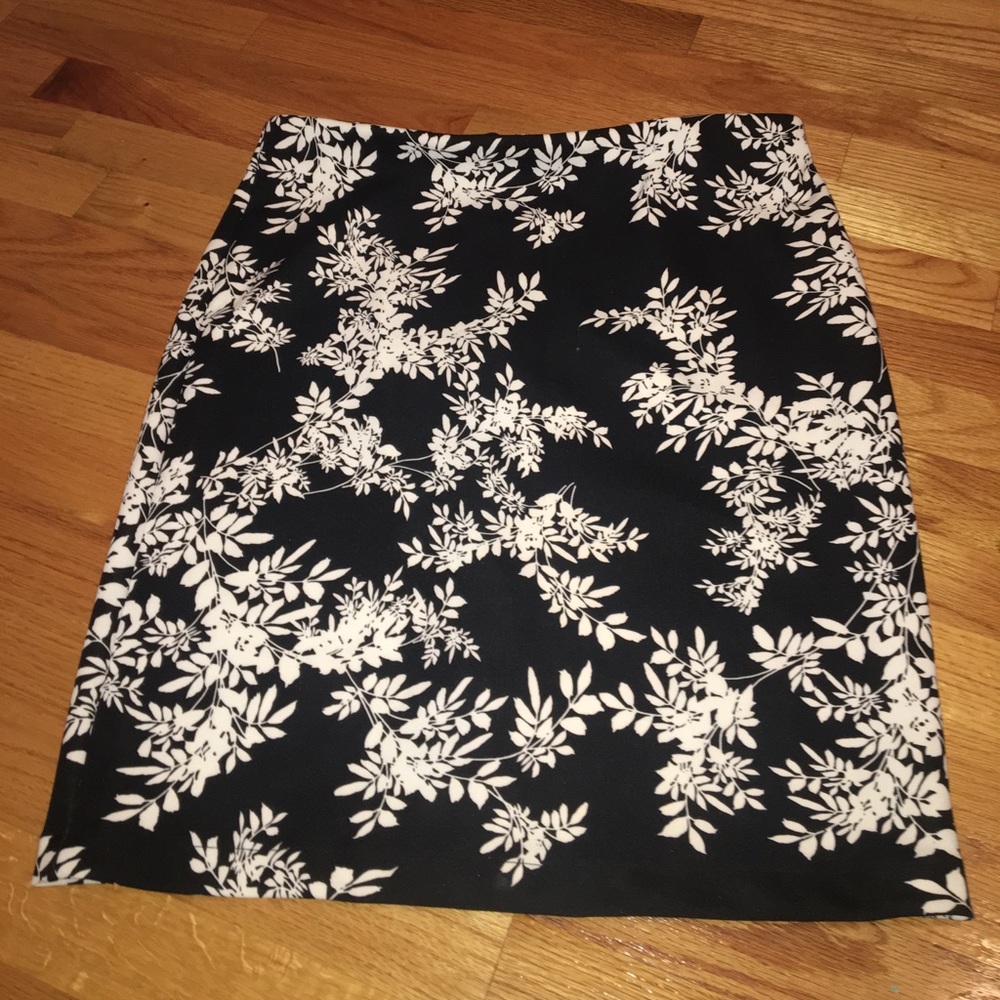 Black and white floral skirt