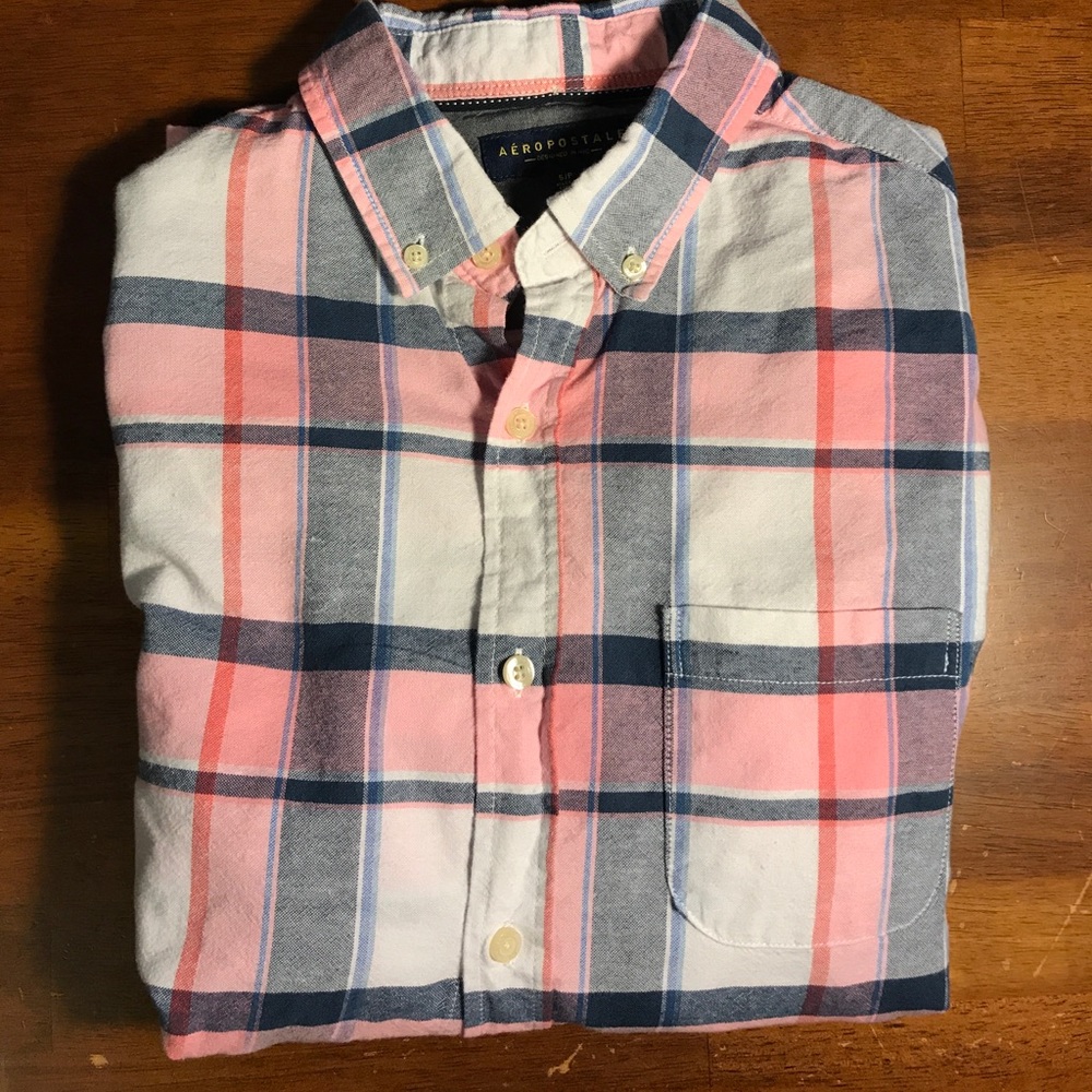 Aeropostale Pink Plaid Shirt Small