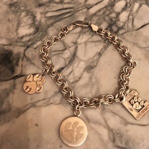 Sterling silver bracelet with 3 Clemson charms