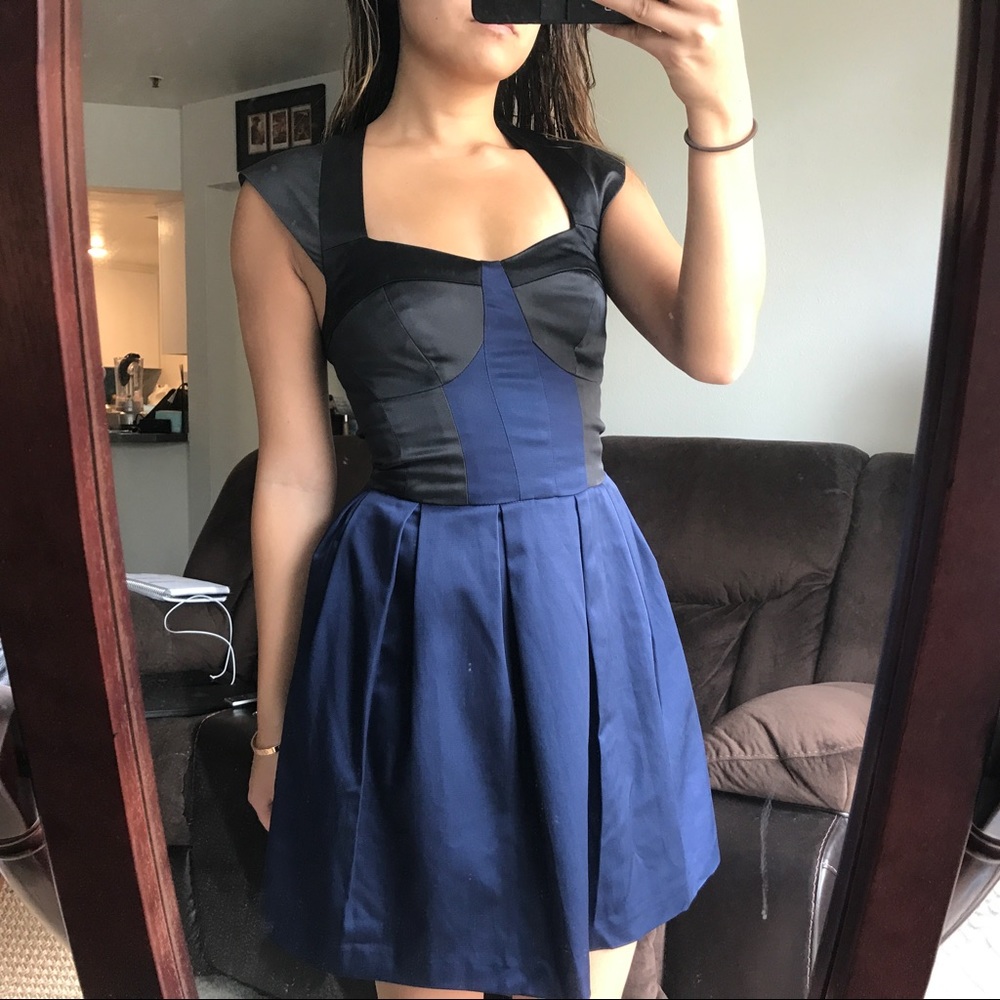 French connection black and blue dress