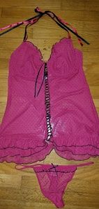 Black and pink lingerie set