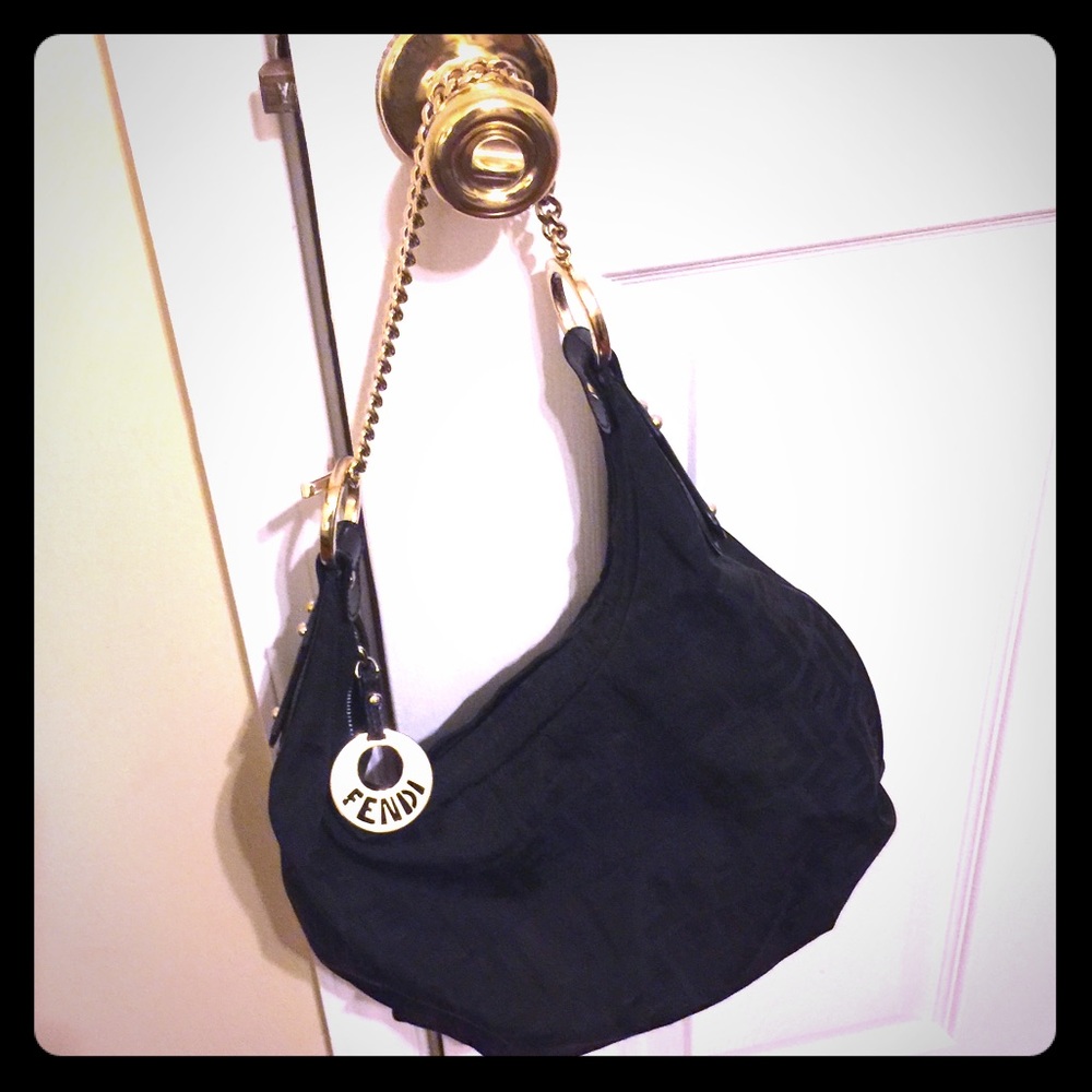 Fendi Zucca Canvas Chef Chain Hobo Bag