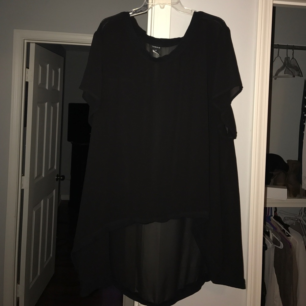Torrid black sheer high low shirt