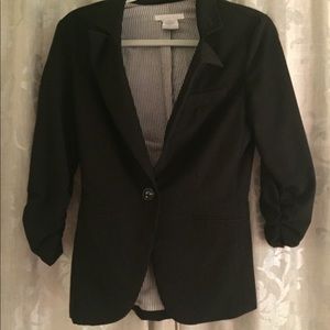 Black, cotton, inside pinstripe blazer