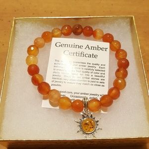 💛🌞Beautiful Amber Sun Agate Bead Bracelet🌞💛