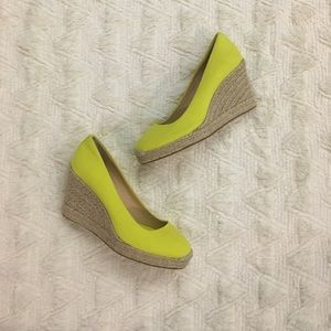 Yellow J Crew wedges never been worn
