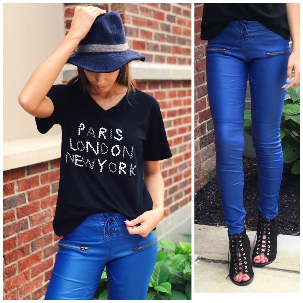 Cobalt Blue Liquid Skinny Legging Pants