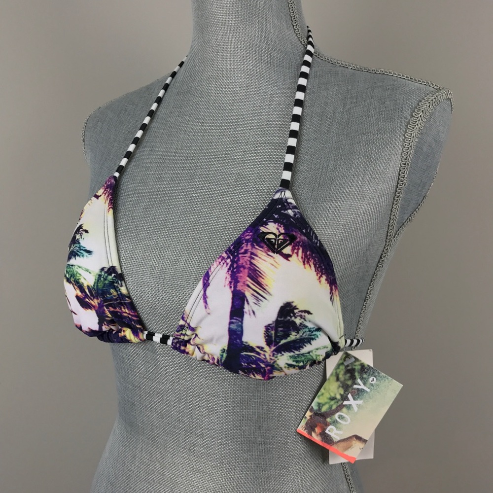{Roxy} Palm Tree Striped Triangle Bikini Top, $44 - Picture 2 of 4