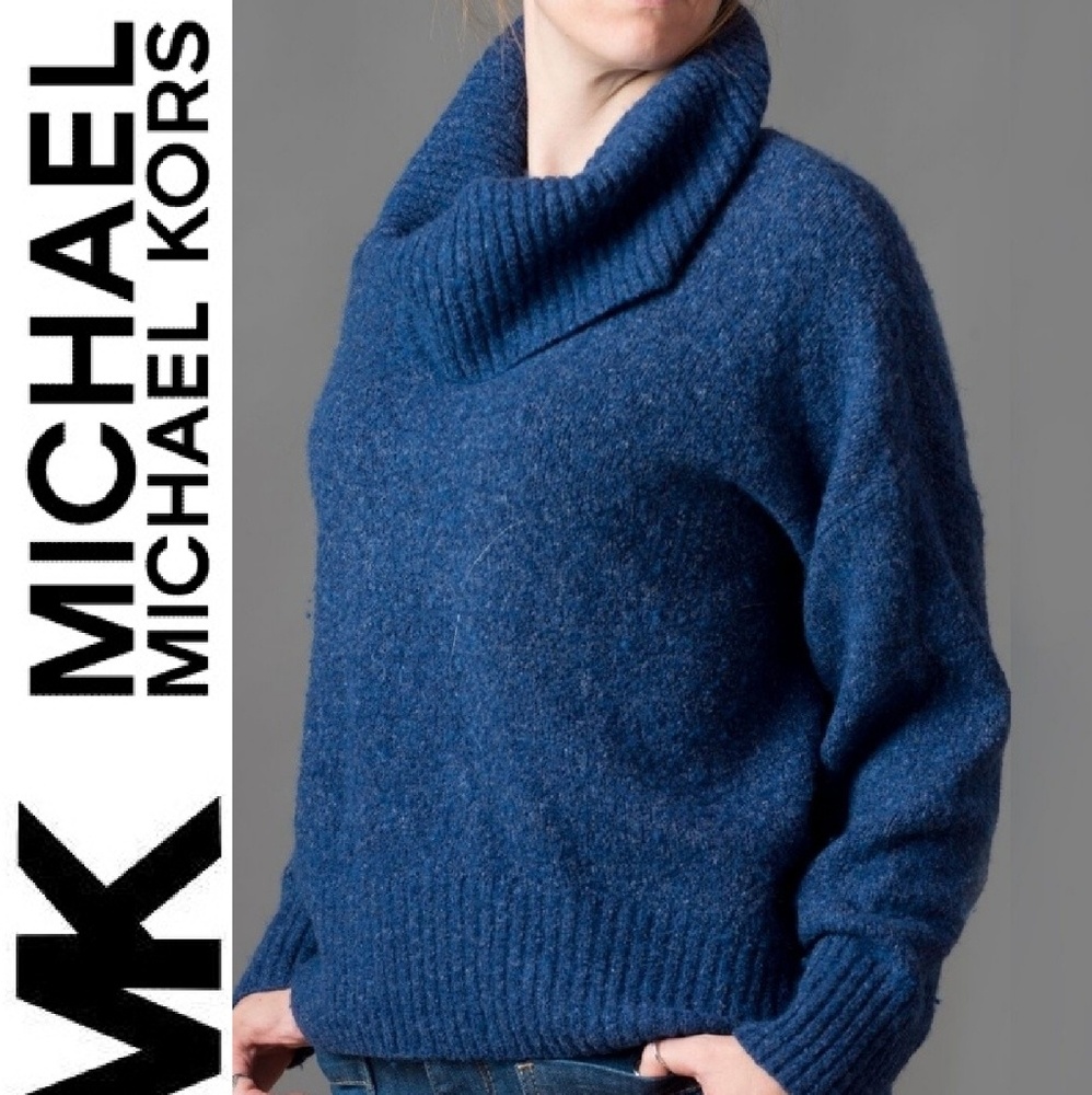 Michael Kors blue wool cowl neck sweater