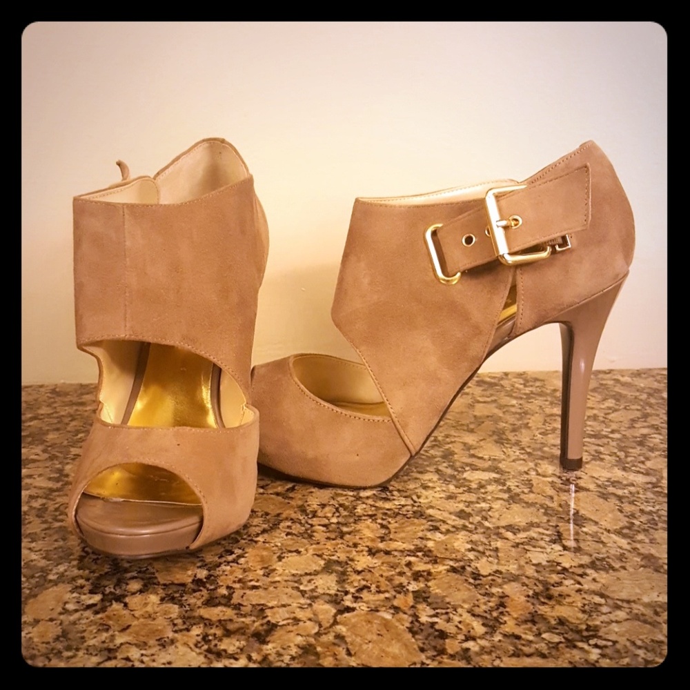 Nude Platform Peeptoe Booties