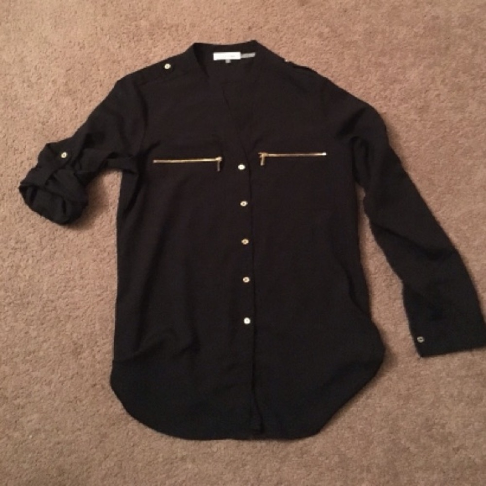 🎉SALE!🎉Black Button Down w/Gold Zippers - XS