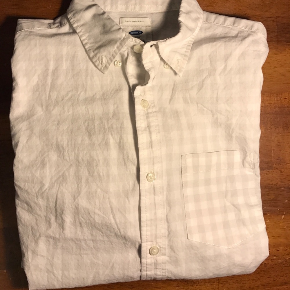Old Navy White Gingham Shirt Small