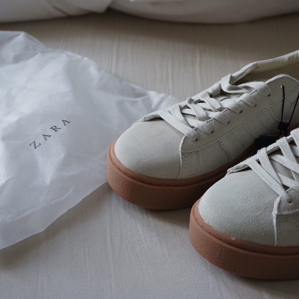 Beige Leather Platforms