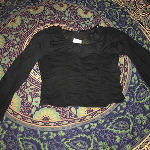 NEVER WORN black crop top with mesh sleeves