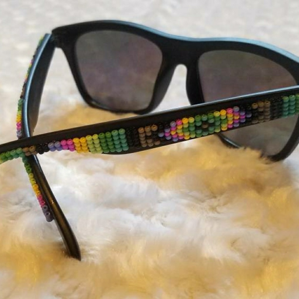 Hand Beaded Sunglasses on Matte Black Frame