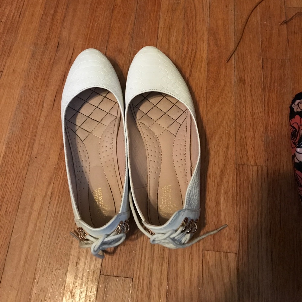 White lace up flats