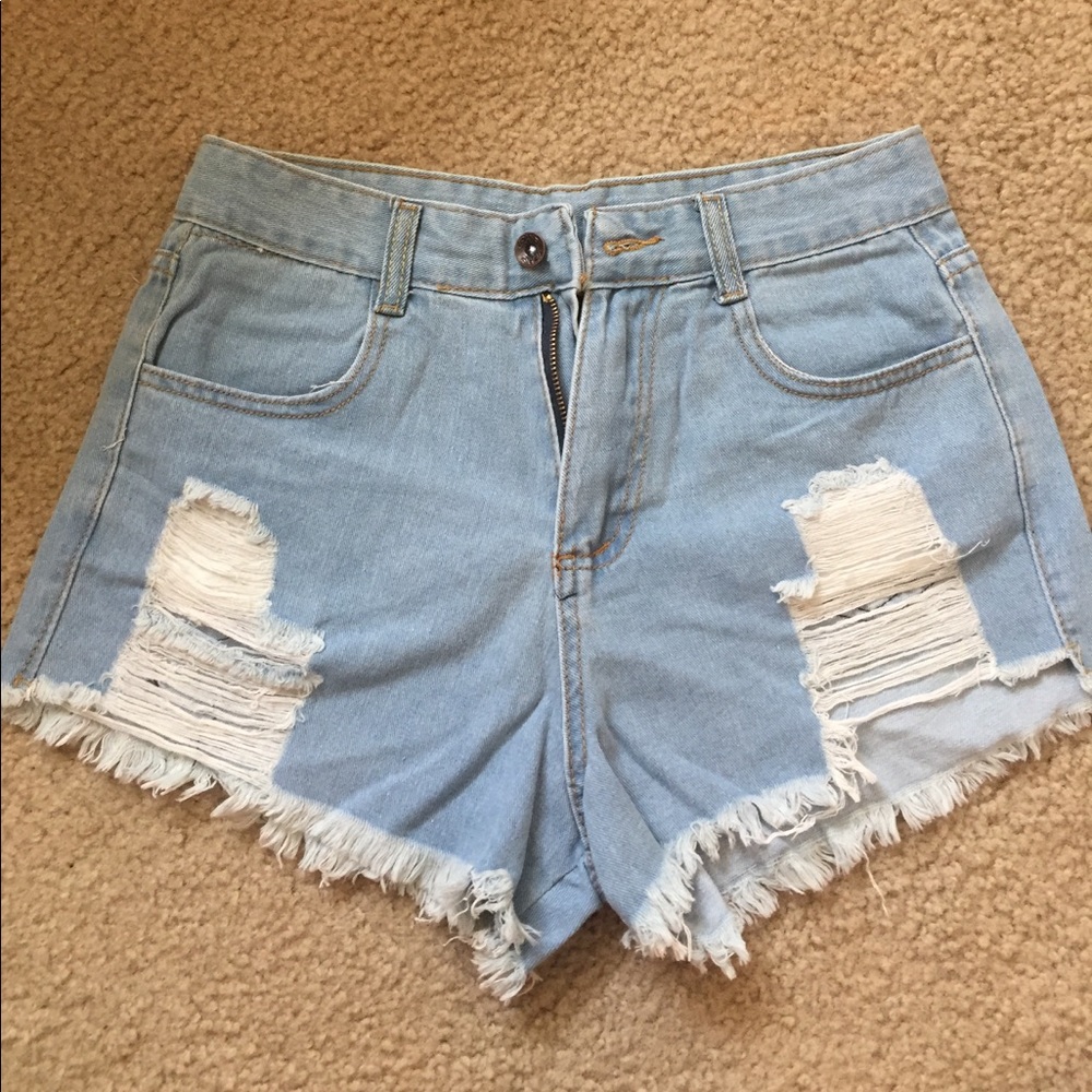 Light wash denim high waisted shorts NEVER WORN