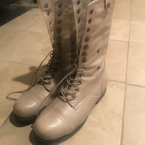 Nude combat boots