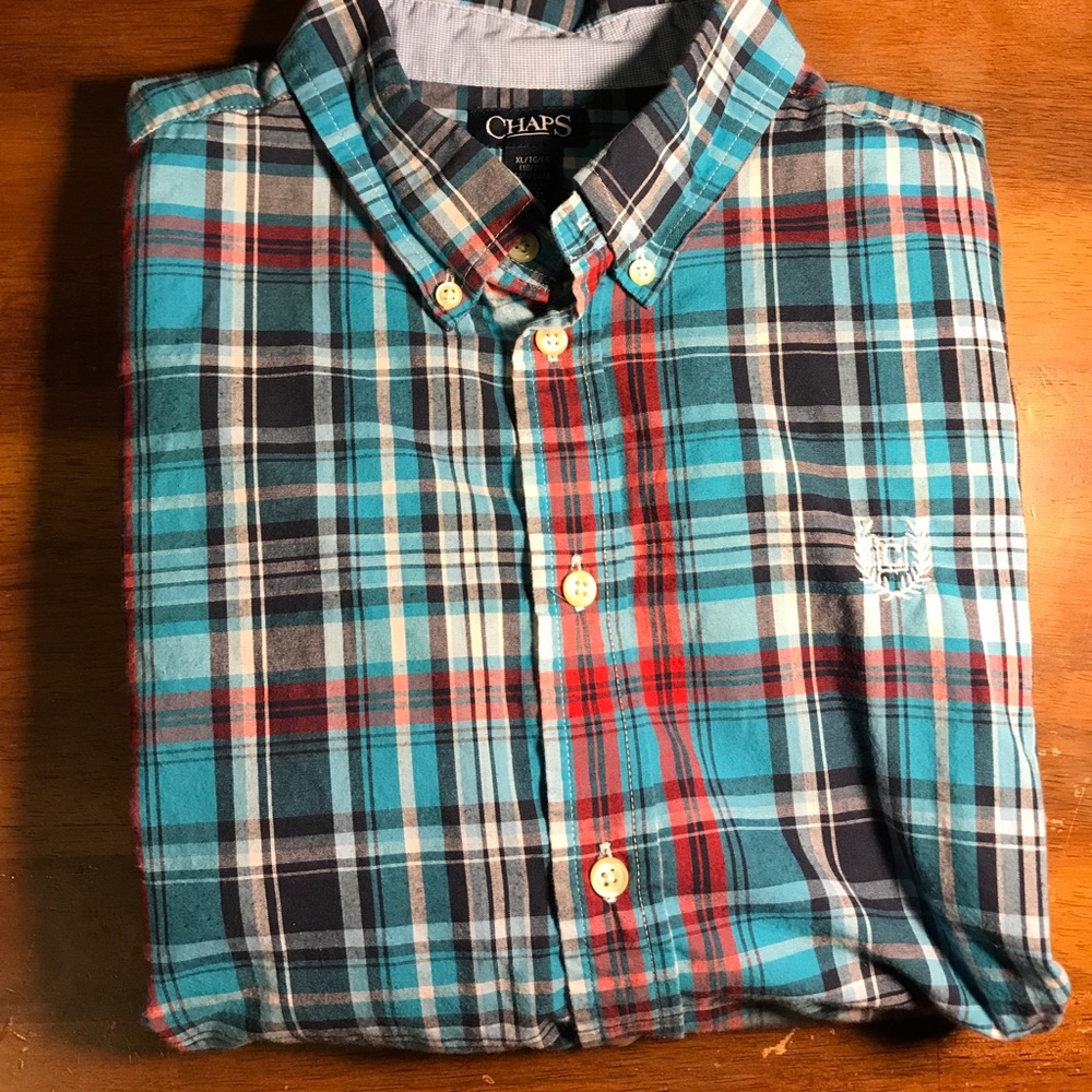 Chaps Blue and Red Plaid Shirt Boys 18/20