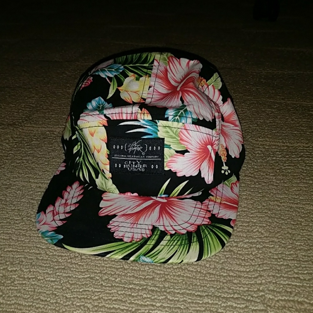 FLORAL CITY HUNTER USA 5 PANEL LEATHER STRAP HAT