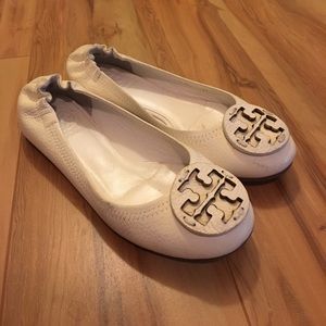 Tory Burch Reva Flats - White Tumbled Leather