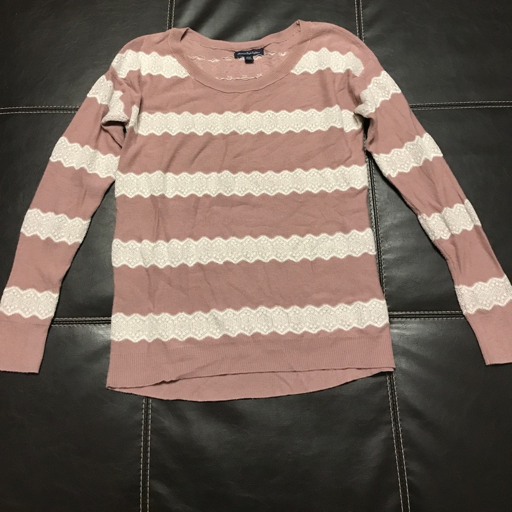 Pink white striped sweater