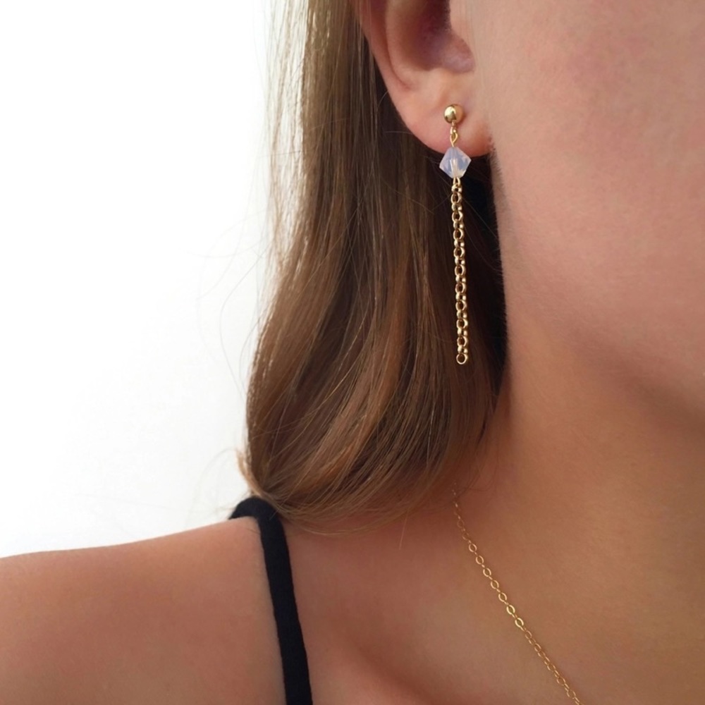 Crystal Bead Drop Dainty Earrings