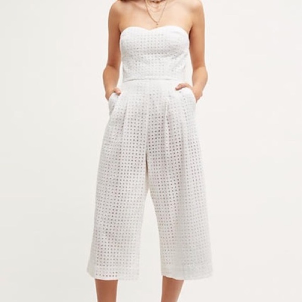 Anthropologie White Eyelet Jumpsuit