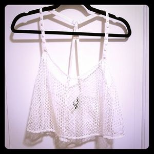 VS studded strap fishnet crop top
