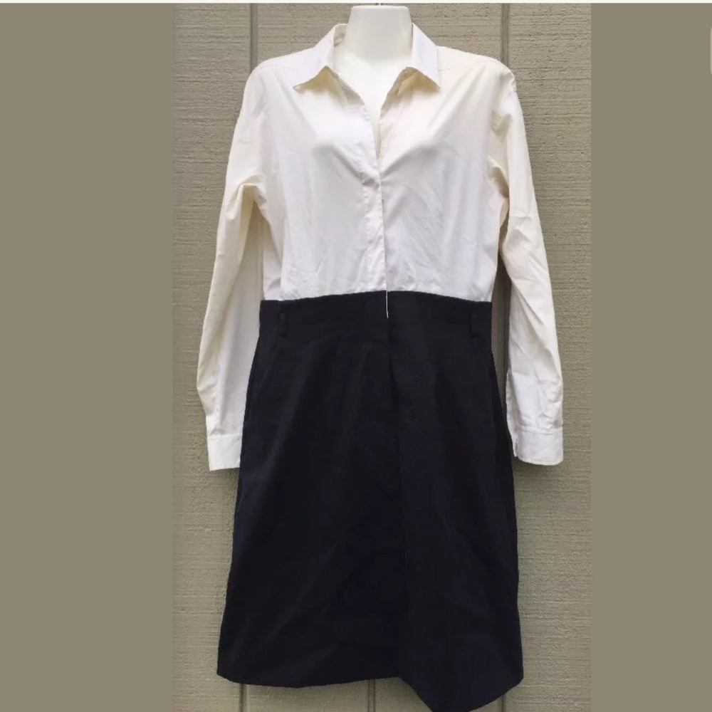 Theory Women's 10 Dress Black White Shirt Career