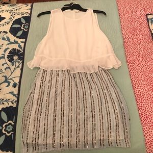 Beaded skirt dress with white top