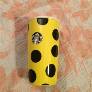 🐝Starbucks yellow and black dot glass tumbler 🐝