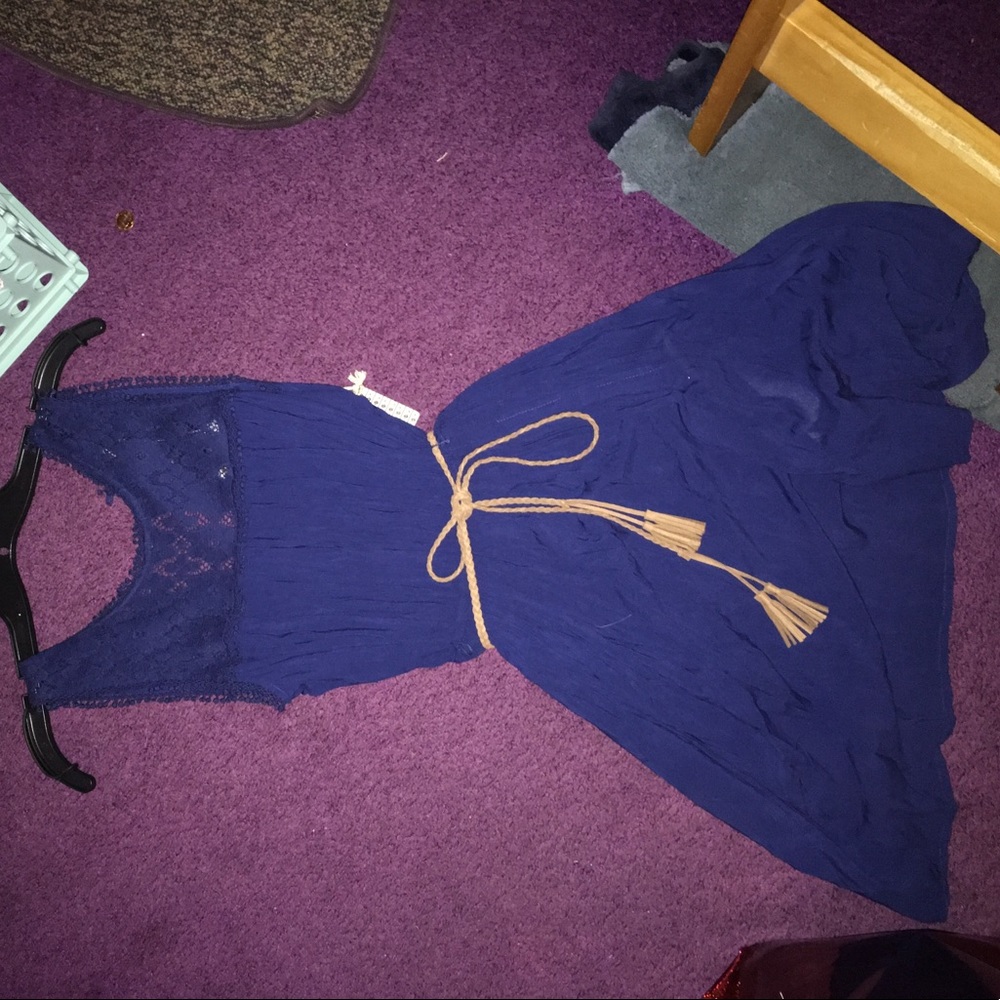 Navy blue dress with belt