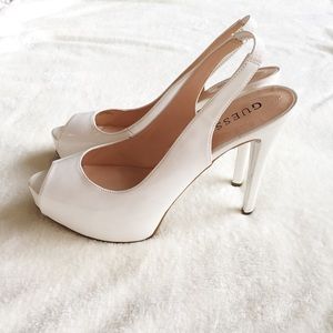 GUESS White Platform Heels Size 10