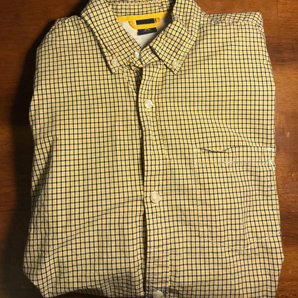 Gap Yellow and Blue Plaid Shirt Boys 14/16