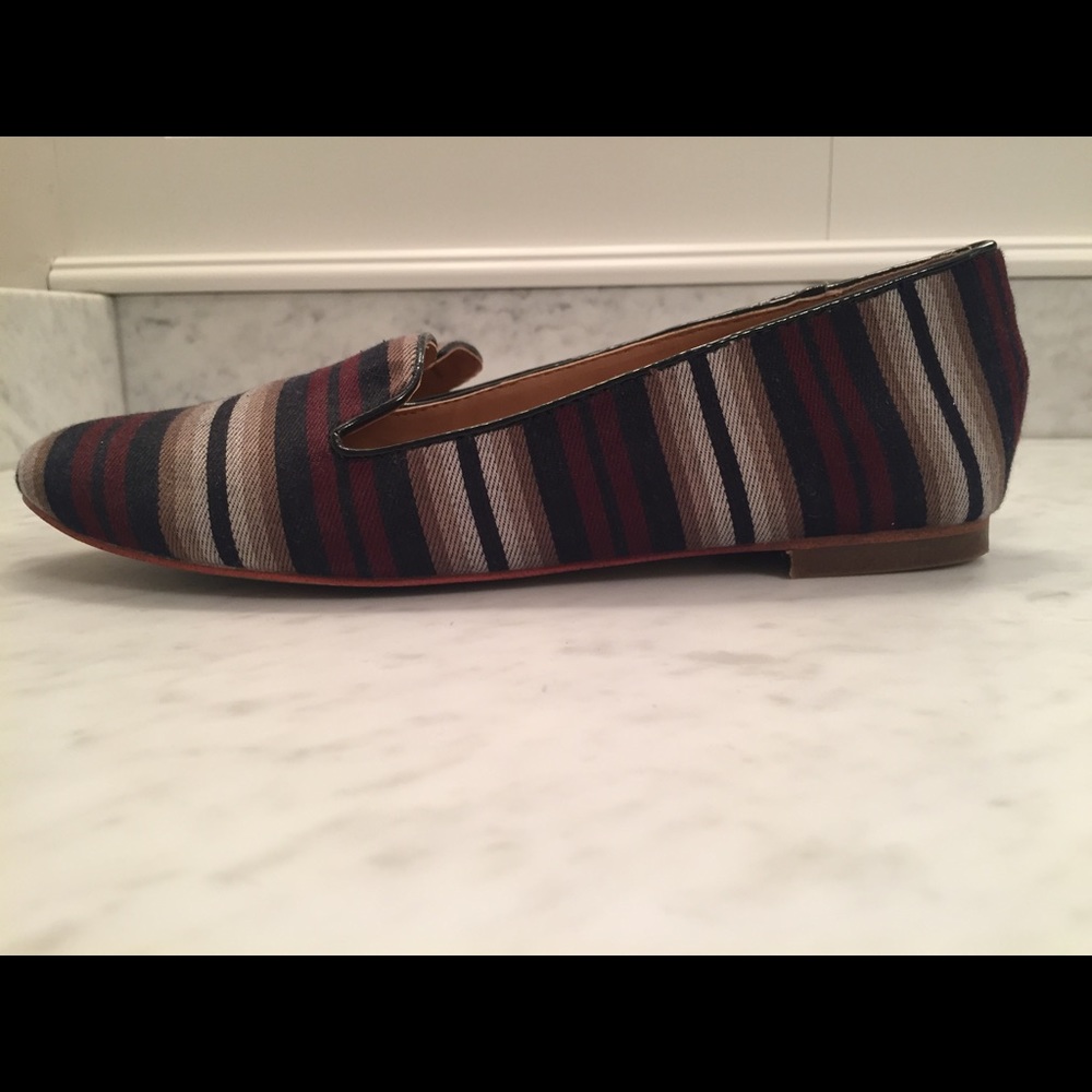 J.Crew Striped Smoking Slippers Size 6