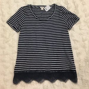 J Crew navy and white striped tee