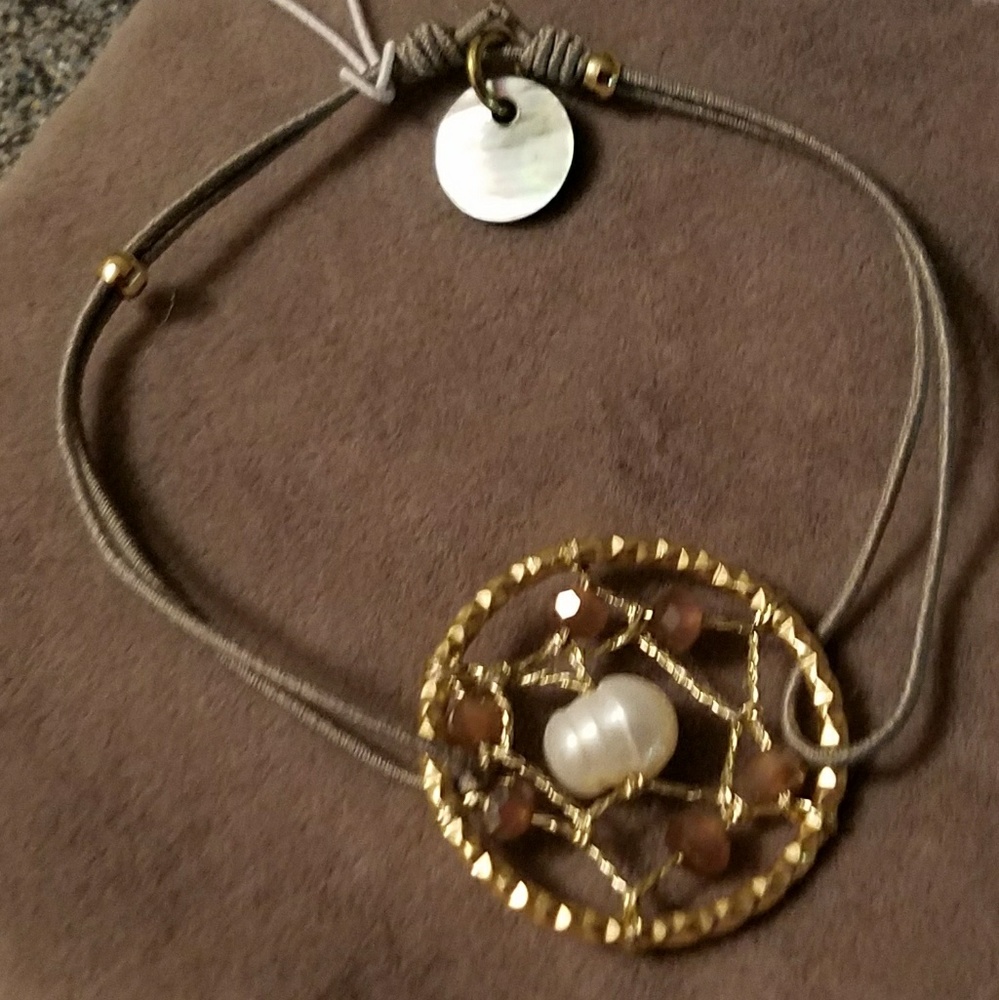 Handmade Round Pearl Stretch Bead Bracelet