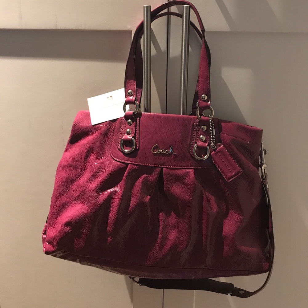 Coach patent leather 3 pocket purse