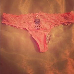 Pink lace thong underwear lingerie NWT